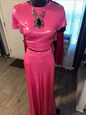 K Too Shiny sparklyHot Pink Two-Piece Set Medium